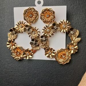 Floral Gold Hoop Earrings